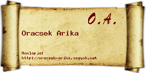 Oracsek Arika névjegykártya